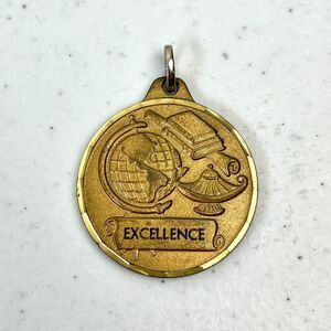 Vintage Bronze Excellence Medallion Pendant Medal Signed Made In Italy
